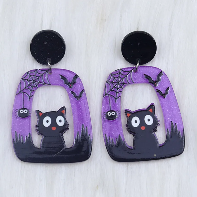 Punk Cat Ghost Personalized Party Earrings