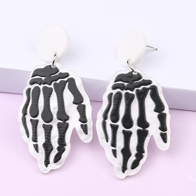 Halloween Exaggerated Ornaments Skeleton Finger Earrings