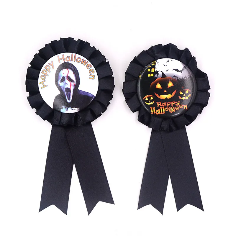 Halloween Ribbon Flower Rosette Badge