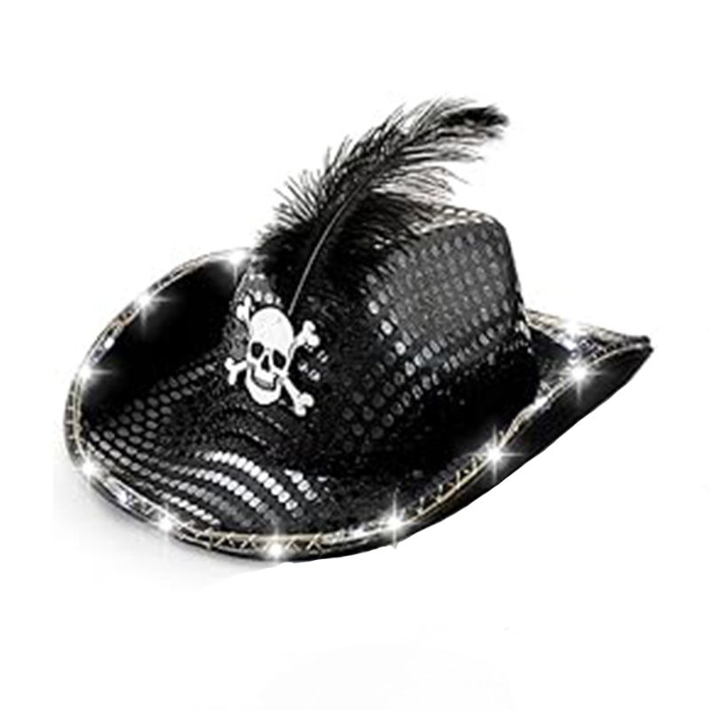Halloween sparkly glitter led light up cowboy party festival hat