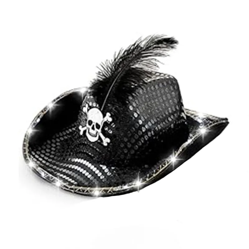 Halloween Sparkly Glitter Led Light Up Cowboy Hat