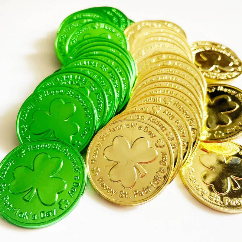 Irish Clover Plastic Gold Coins