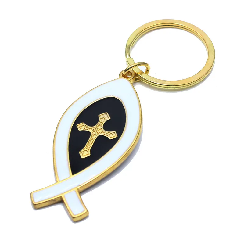 Israel fish-shaped cross key ring