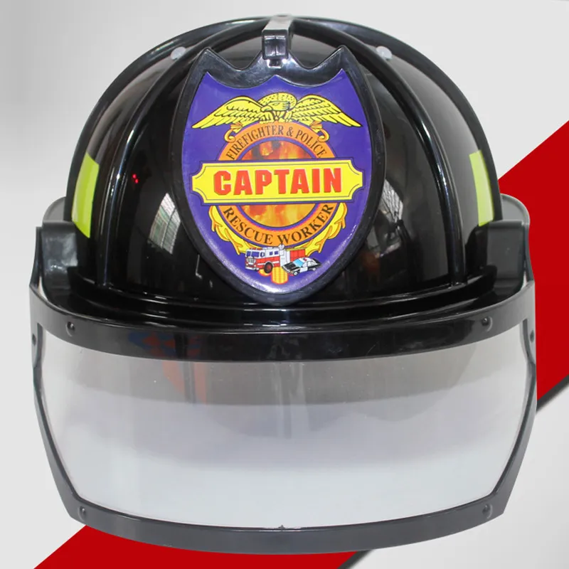 Plastic Red Firefighter Helmet with Visor for Kids