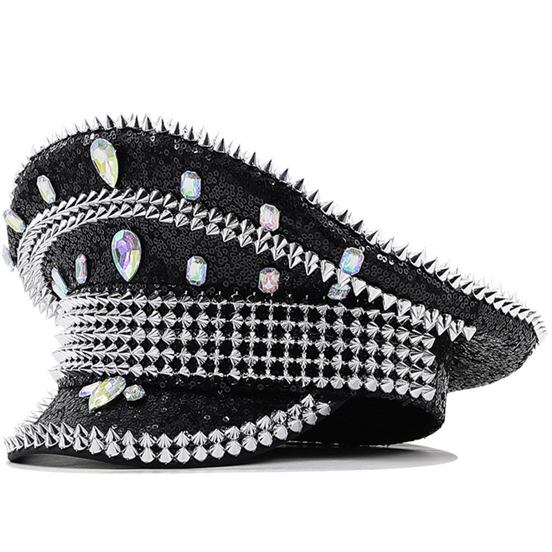 Luxury Holographic Crystal Military Hat