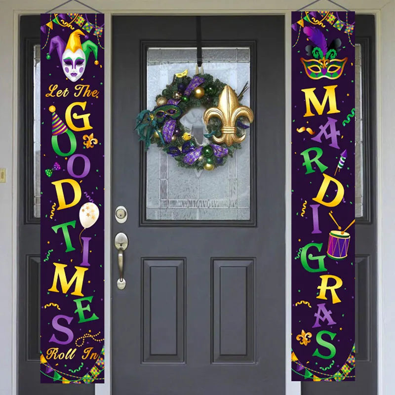 Mardi Gras Door Banner Porch Sign Decor