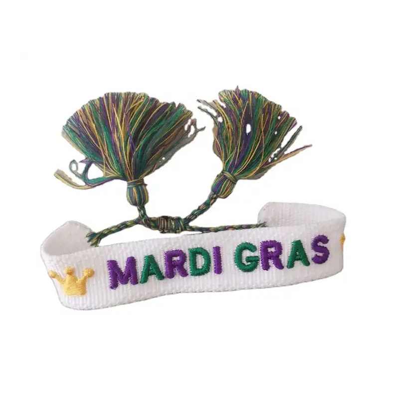 Mardi Gras letter Embroidery Bracelets