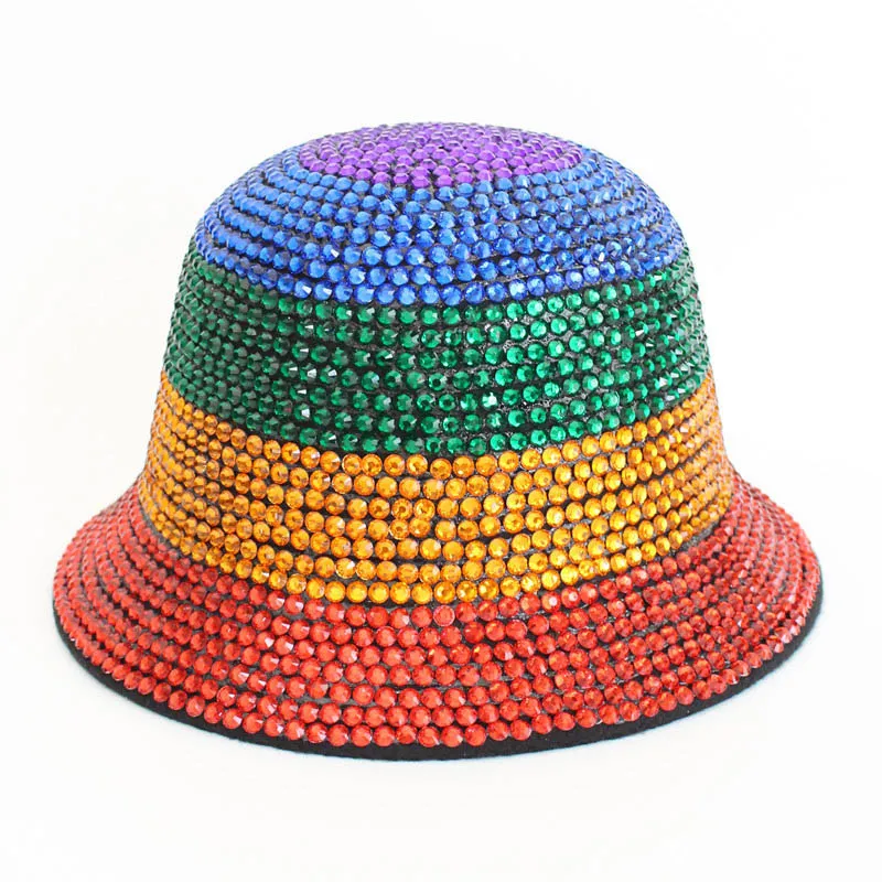 mardi gras rhinestone purple green gold bucket hat