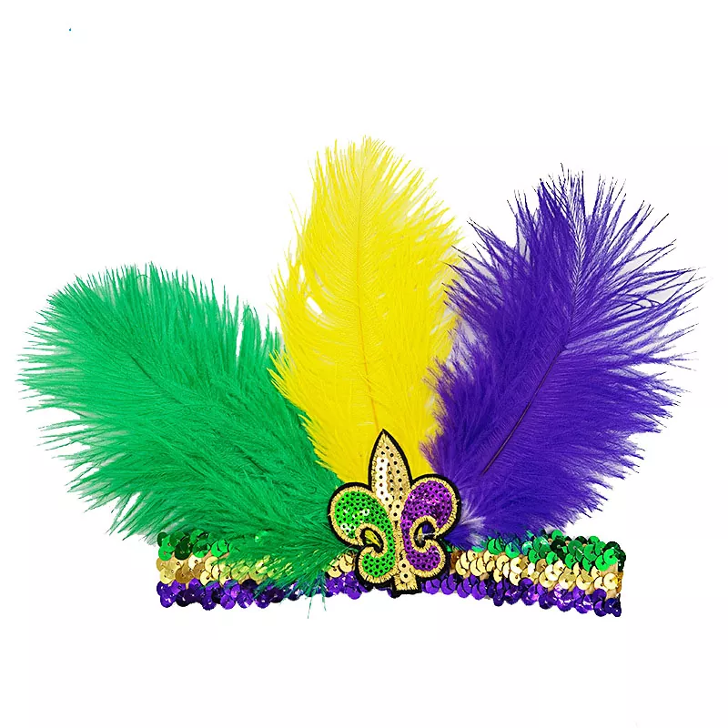 Женская повязка на голову Mardi Gras с перьями