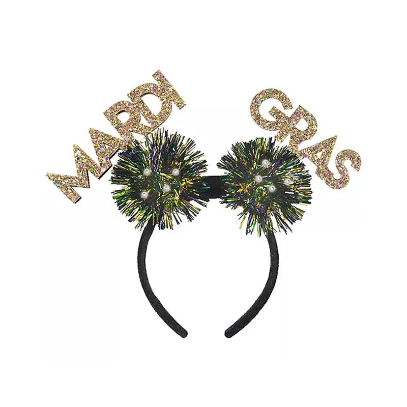 Mardi Gras Words Glitter Headband