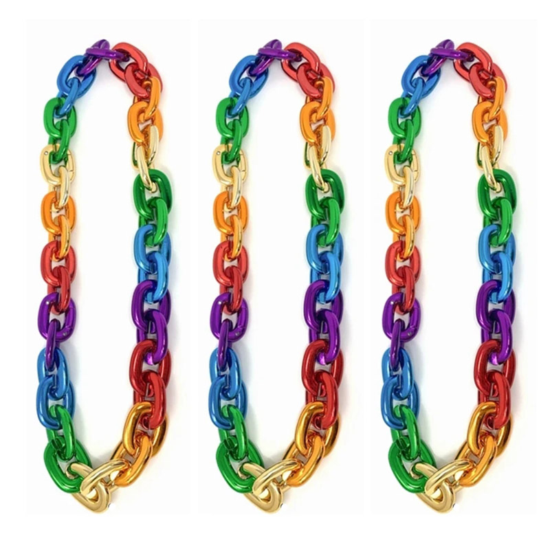 Metallic Rainbow Chain Link Necklace