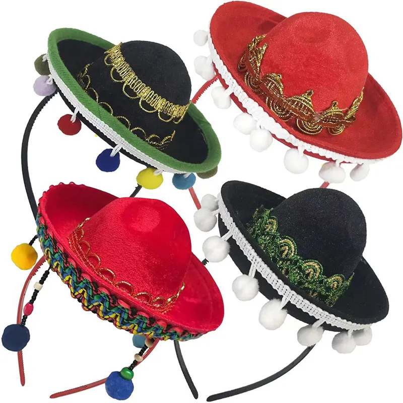 Nuevo 4 Uds. Sombrero de Navidad y Halloween suministros para Fiesta de cumpleaños Mini sombrero de ala de lápiz para adultos sombrero de Fiesta divertido mexicano