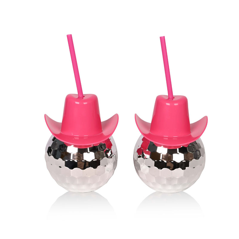 New Cowboy Hat Electroplated Mugs Disco ball Round Ball Straw Cups