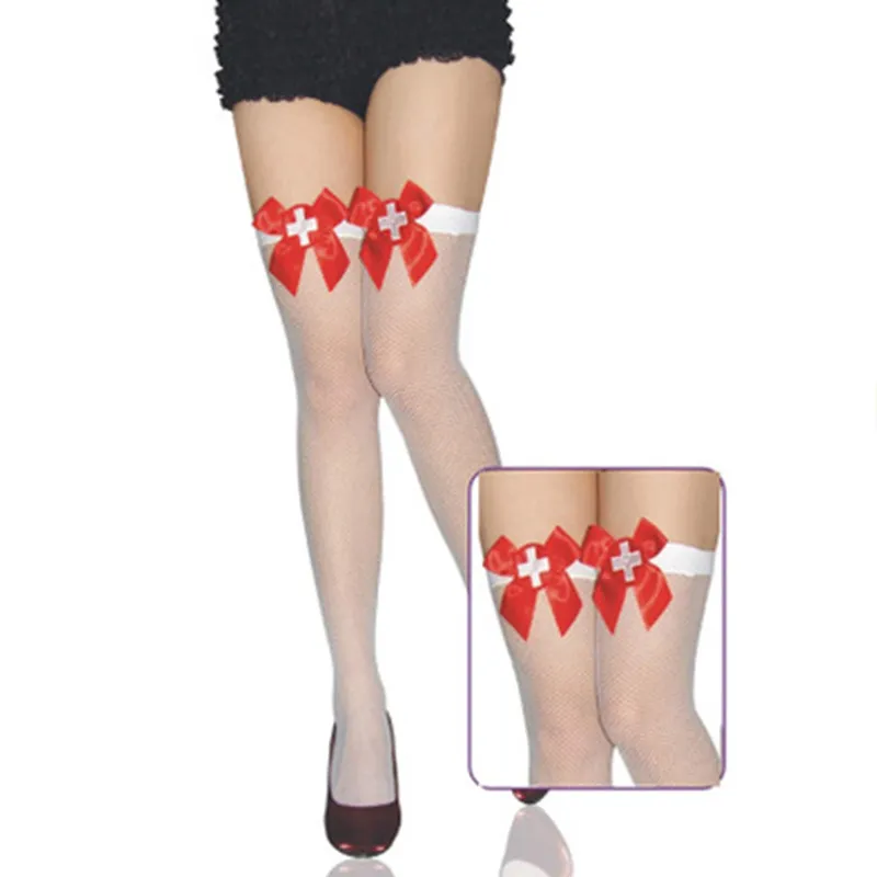 Calcetines hasta la rodilla de chica adolescente con logo blanco y negro de Halloween