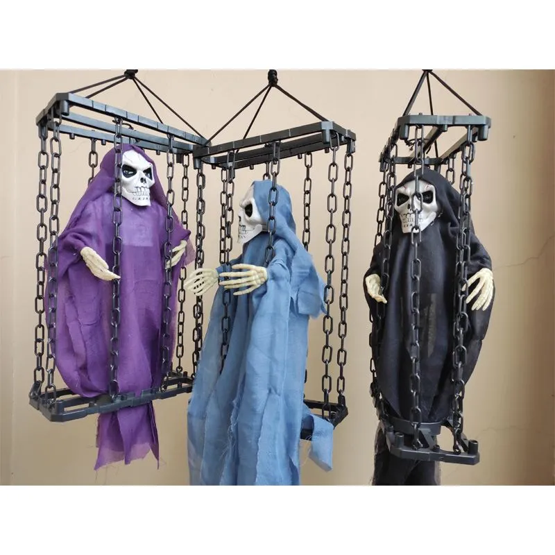 Noise Makers Hanging Ghost Moving Ghost In Cage Electric Scary Toys