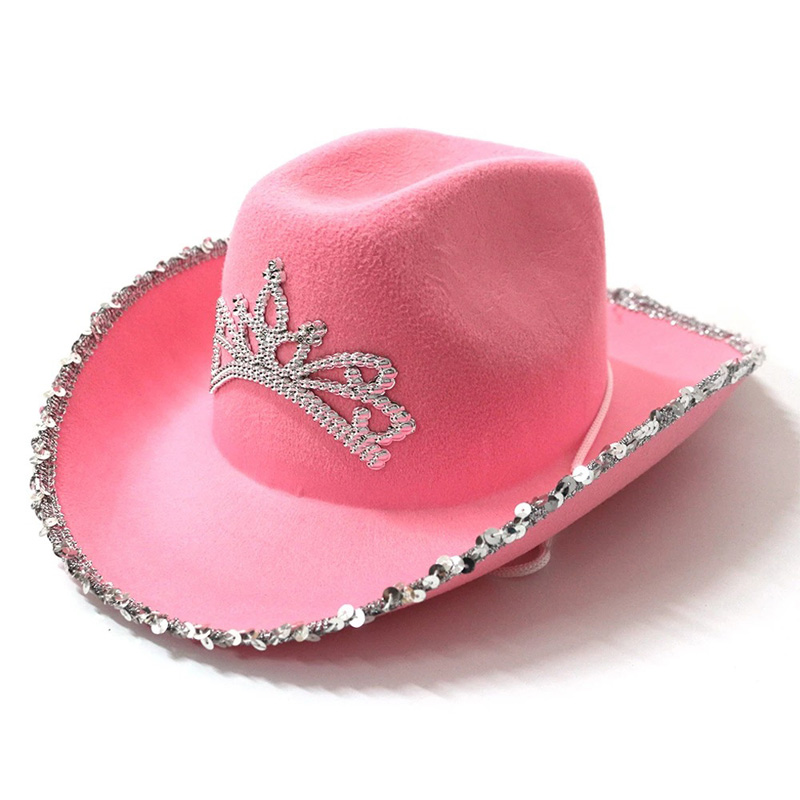 Pink White Cloth Sunscreen Cowboy Hats