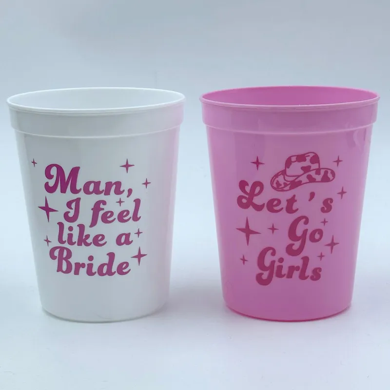 Plastik Cowgirl Bridal Shower Tema 70an Retro Bachelorette Party Cup