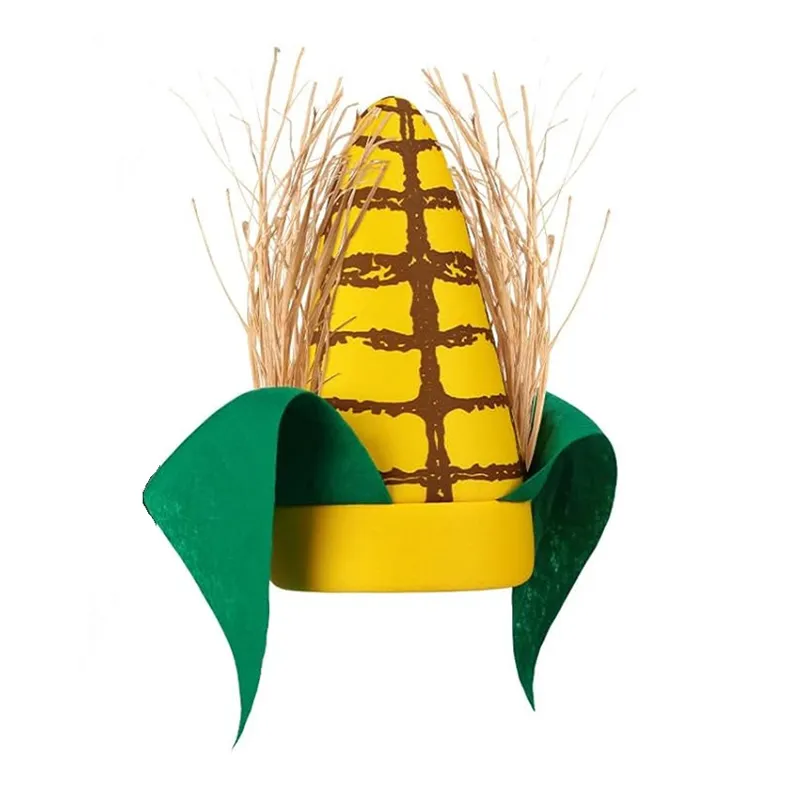 Sombrero de mazorca de maíz de felpa para fiesta temática de comida