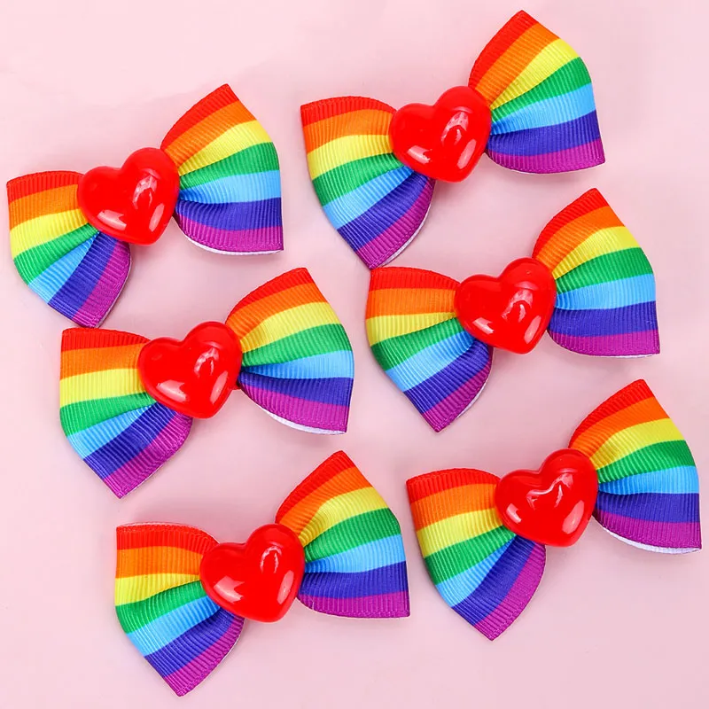 Rainbow Hair Bow Clips