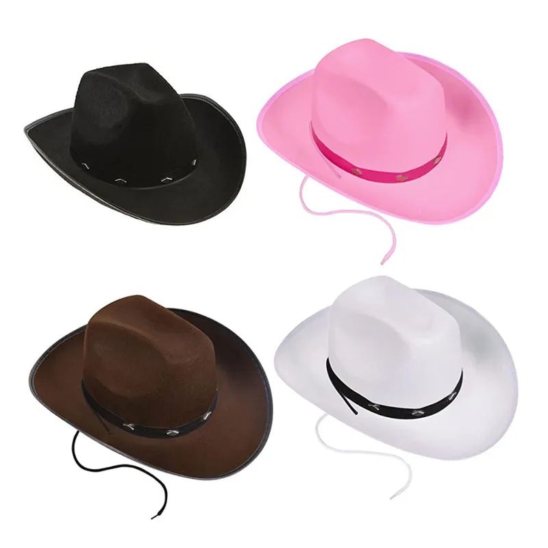 Pink Silk Ribbon Cowboy Hatte Fest Cowgirl Hatte