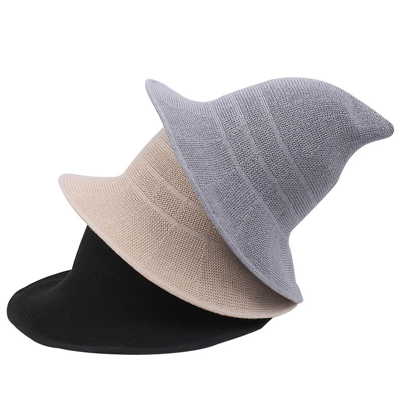 Women Witch Hats Peaked Big Brim Cap Foldable Basin Cap