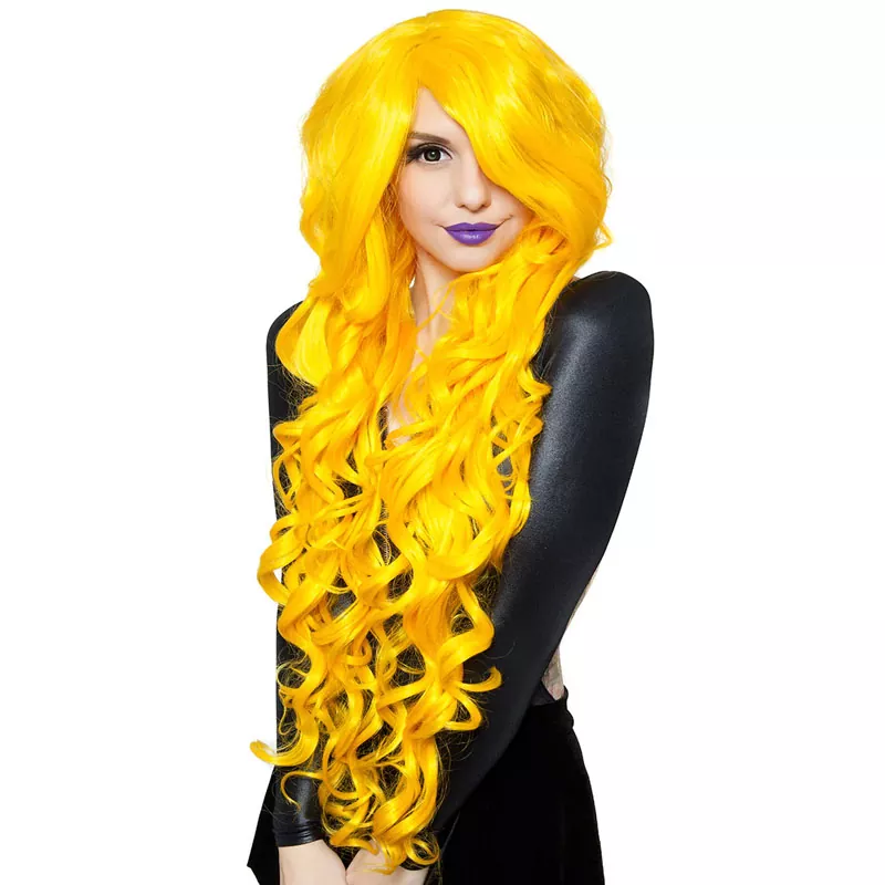 Желтый блонд цветной парик фронта шнурка