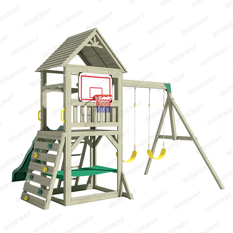 How many children can play on the Dragon-Casa Wooden Swing Set?