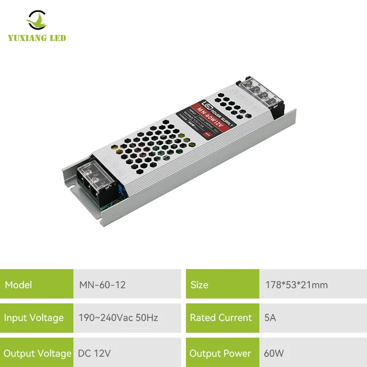 12v 60w ultradunne led-voeding