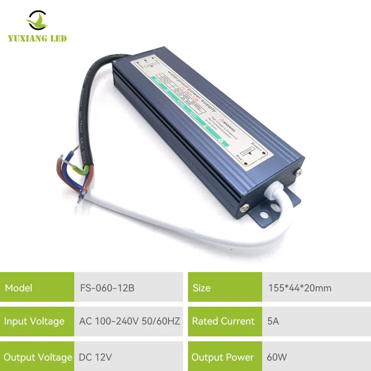 IP67 12v 60w B-serie waterdichte led-voeding