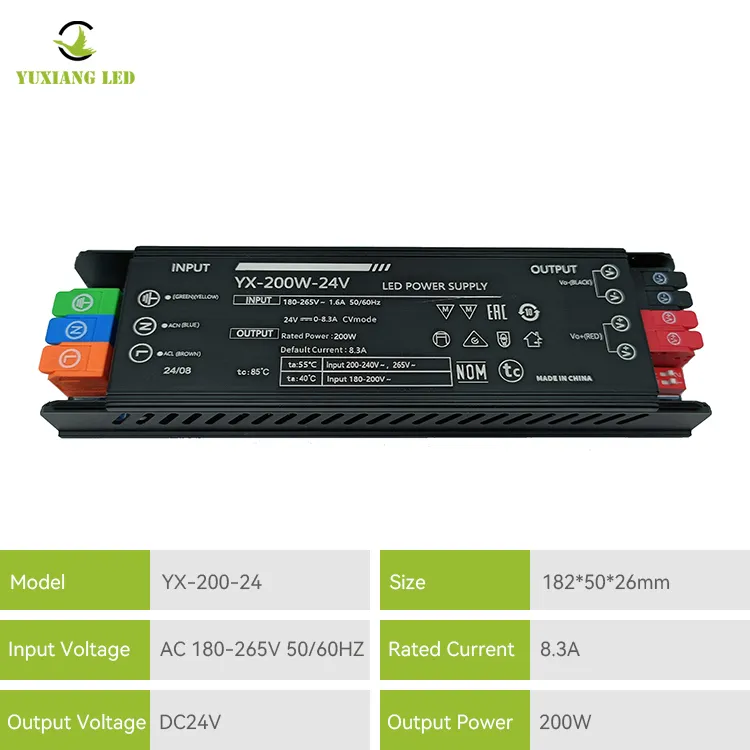 Alimentation d'éclairage linéaire LED 24 V 200 W.