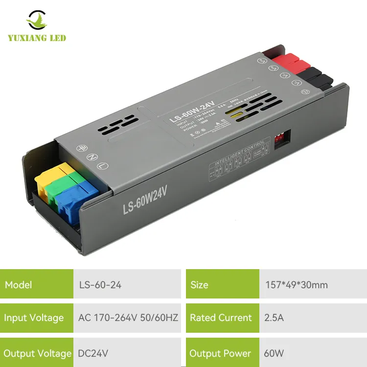 Alimentation d'éclairage linéaire pleine puissance 24V60W, modèle en caoutchouc semi-pot