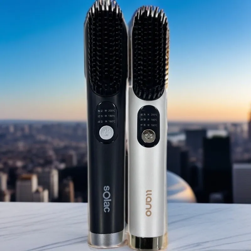 Heated ionic hair straightening brush