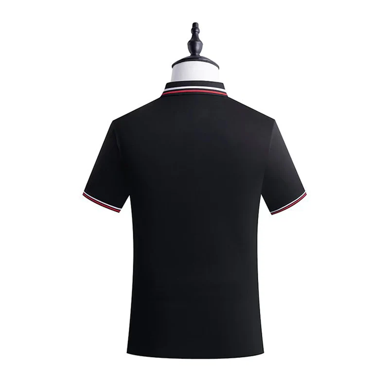 Polo neck striped ice silk short sleeve T-shirt
