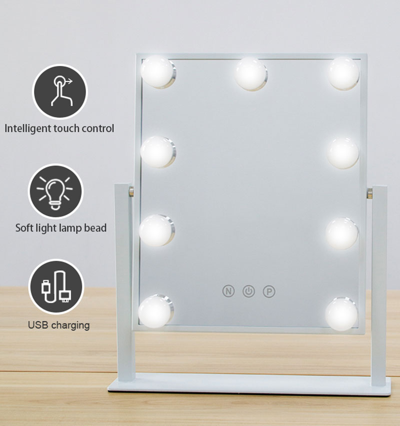 Brightness Adjustment Makeup Mirror with 9 PCS Bulbs