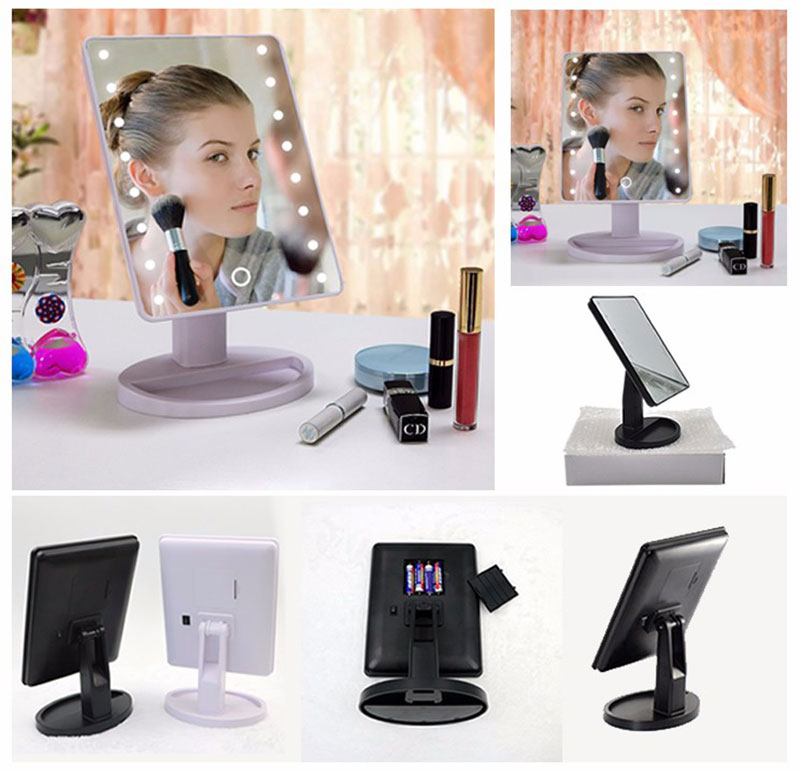 Smart Touchscreen Makeup Mirror with Built-In 16 LED Lights