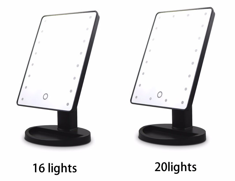 Smart Touchscreen Makeup Mirror with Built-In 16 LED Lights