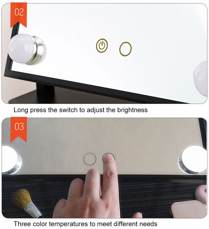 Versatile Light Makeup Mirror with 9 Pcs Led Bulbs