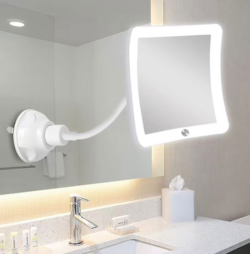 Flexible Gooseneck LED Magnifying Mirror with Lock Suction Cup