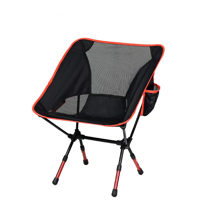 Justerbar sammenklappelig campingstol med sidelomme