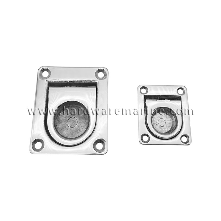 316 Stainless Steel Square Flush Ring Pull Deck Hatch Cabinet Spring Lift Latch