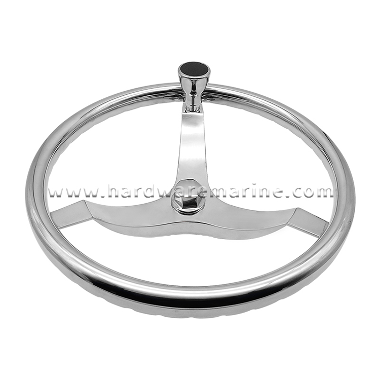 Stainless Steel Steering Wheel With Finger Grips and Knob