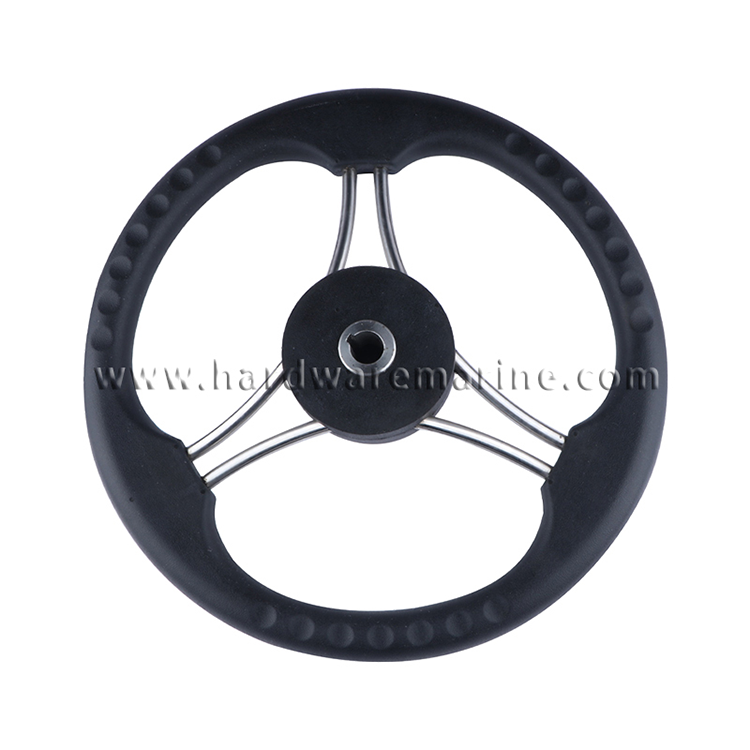 Stainless Steel 3 Spoke Black Pu Foam Steering Wheel