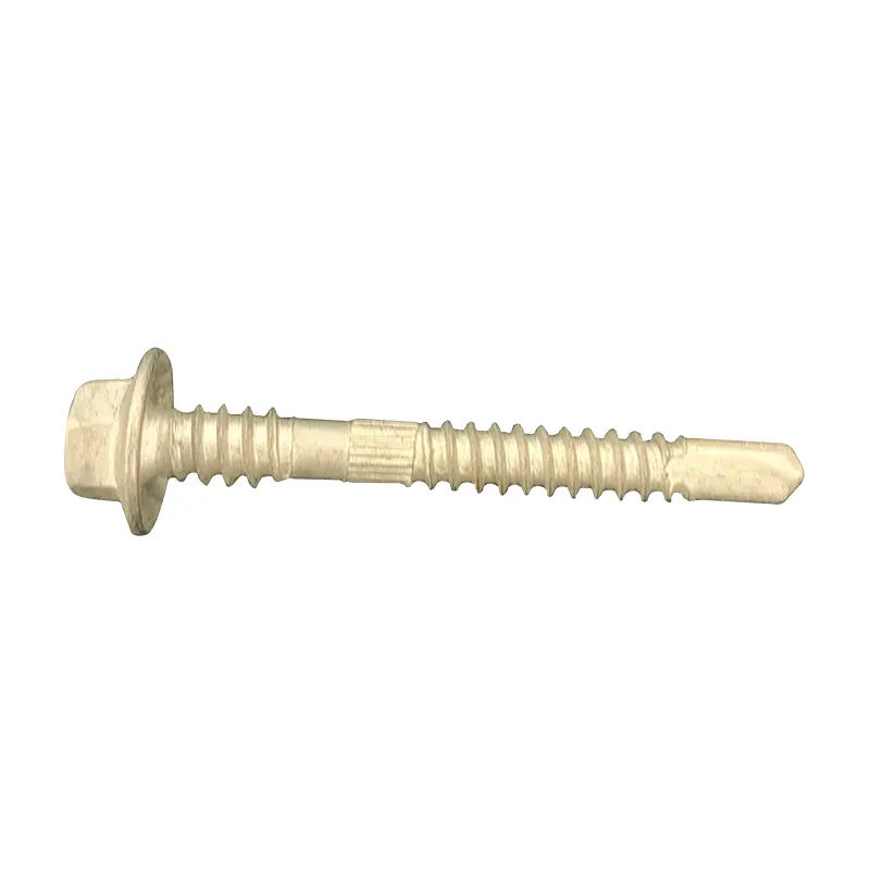 Hex Head Double Thread Self Drilling Screw Silver Ruspert Coating