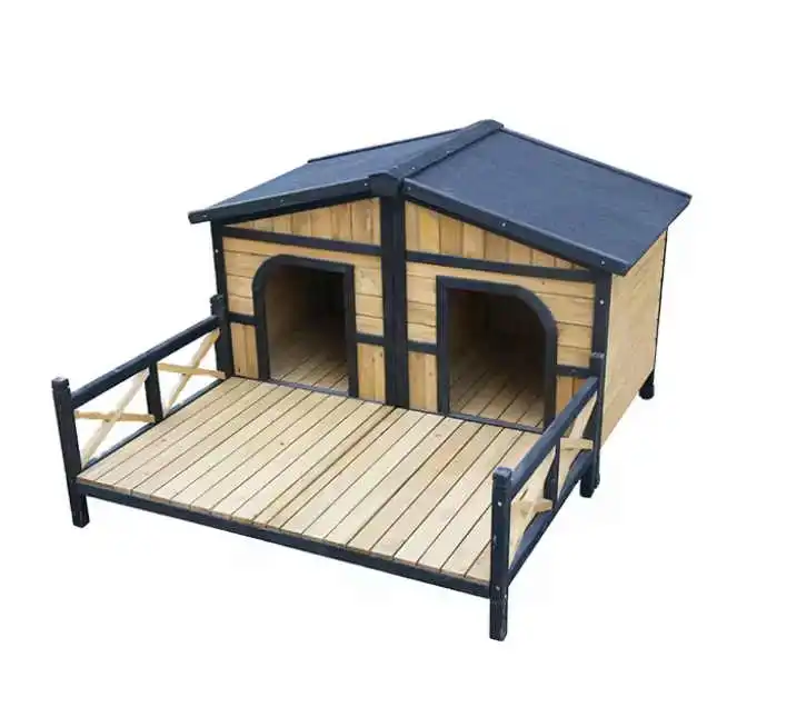 Customized Design Large Outdoor Luxury with a Balcony Dog House Wood Dog Cage Dog Kennels Large Outdoor