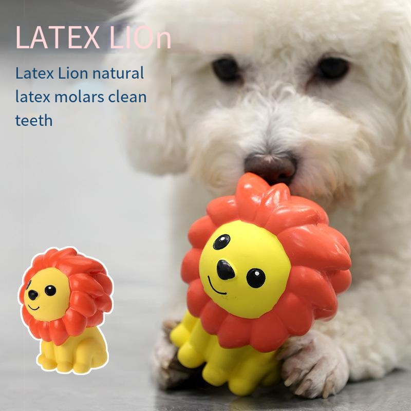 Cute latex lion sounds bite pet toy