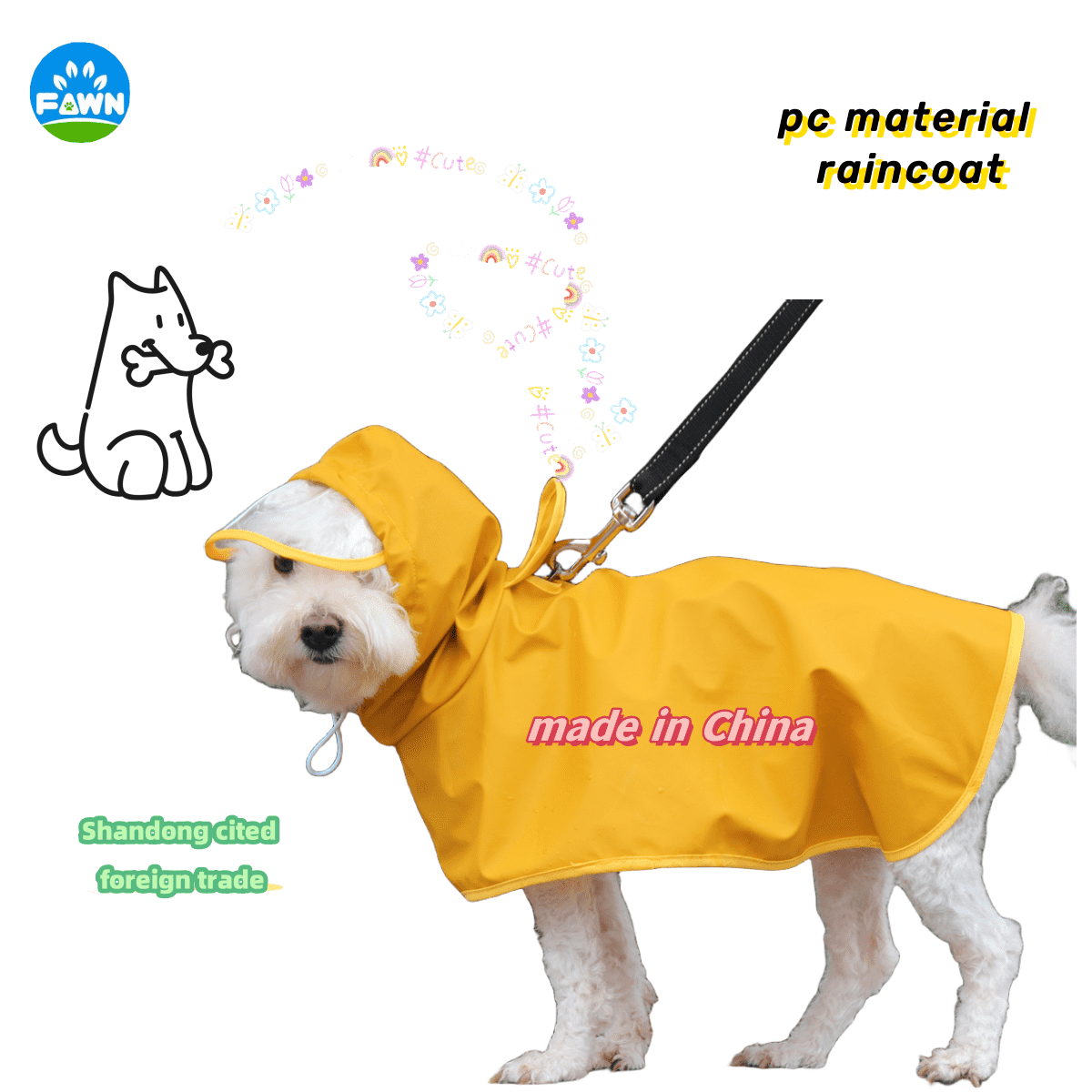 Dog Raincoat Health Aterial PC Fabric Protect Belly Pet Dog Raincoat