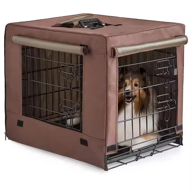 Double Door Dog Kennels Houses Dog Crate Cover Collapsible Metal Contour Cages For Puppy Cats