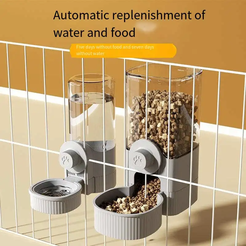 Hanging pet water fountain and automatic feeder for dog bowl and cat bowl