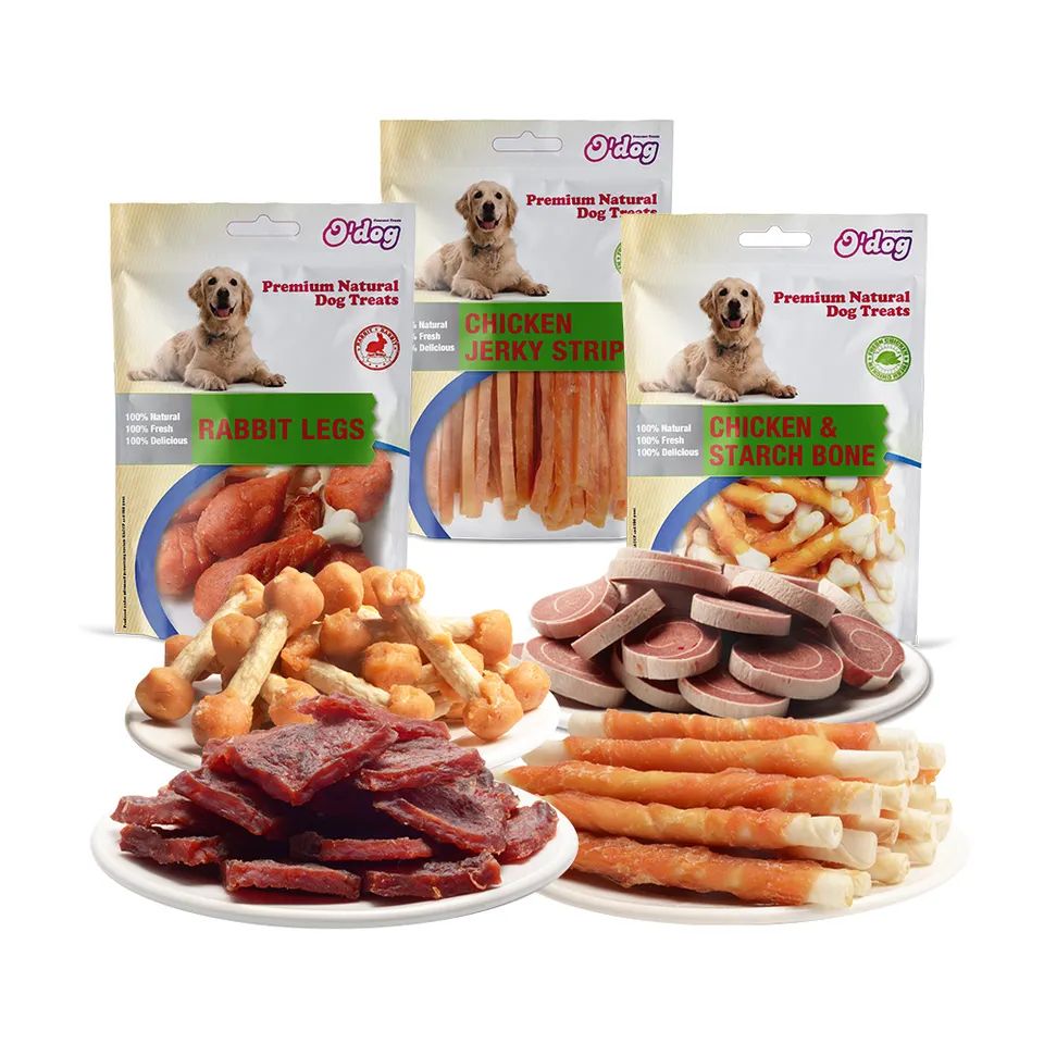 Dolcetto naturale per cani ad alto contenuto proteico e basso contenuto di grassi con strisce di anatra