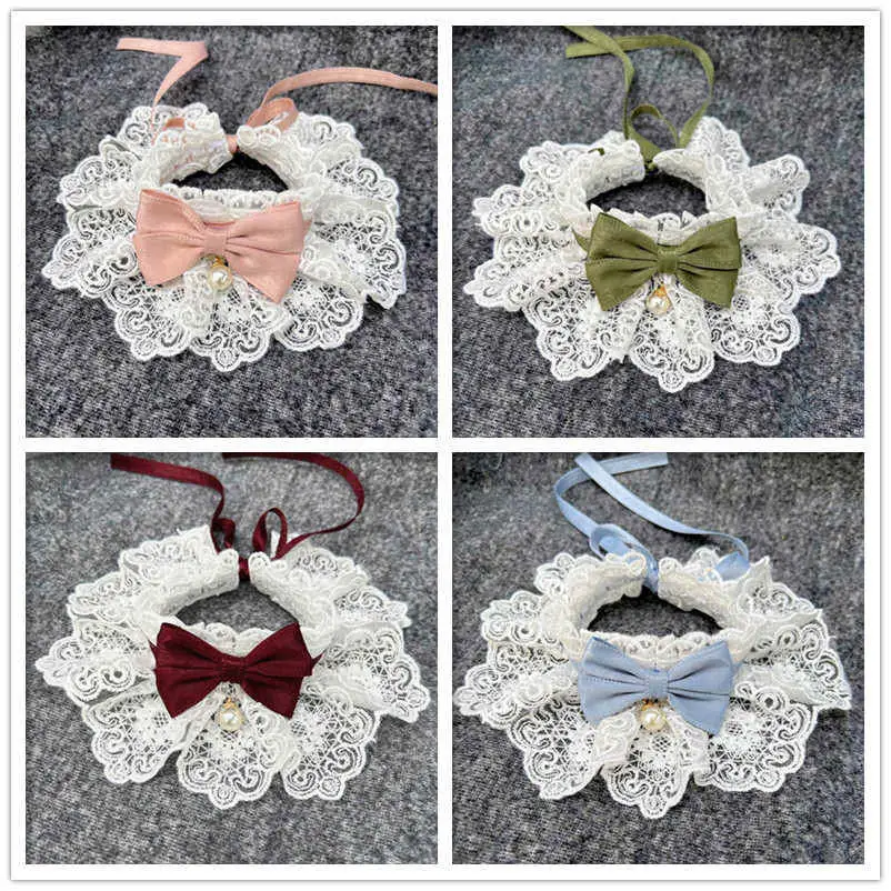 Lace necklace collar bell pet bow tie